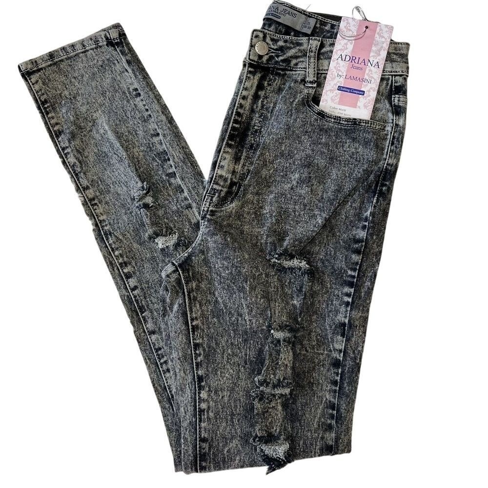 Adriana Jeans by Lamasini Womens High Rise Acid‎ Wash Distressed Skinny Jeans 11